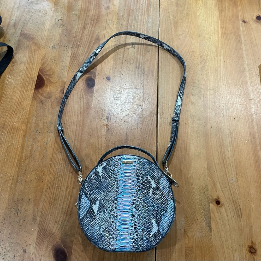 Brahmin Black and Gray Crossbody Bag with Luxurious Texture